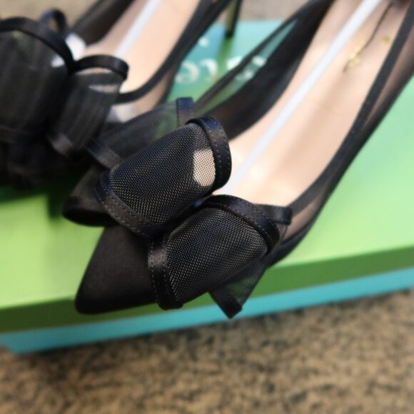 Kate Spade New York Womens Jackie Satin Bow Pointed Toe Pumps - Picture 2 of 8